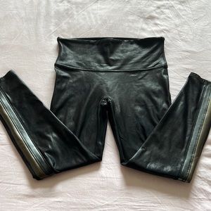 Spanx leggings size Large with metallic stripes down sides